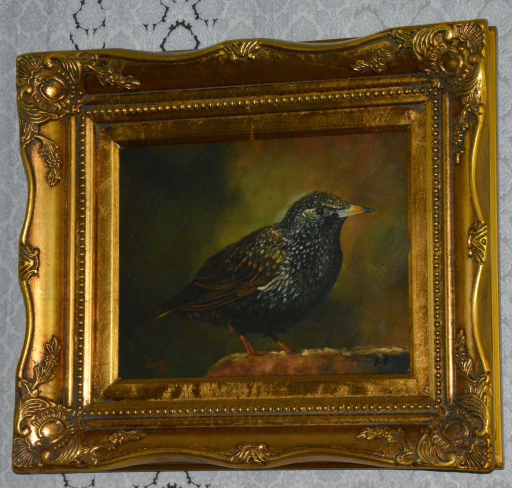 Zámecký obraz - Pták - olej na desce