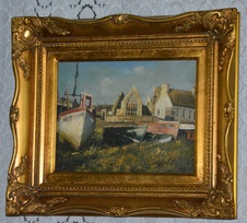 Zámecký obraz - V doku - olej na desce