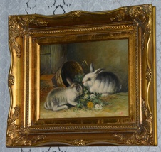 Zámecký obraz - Králíci - olej na desce