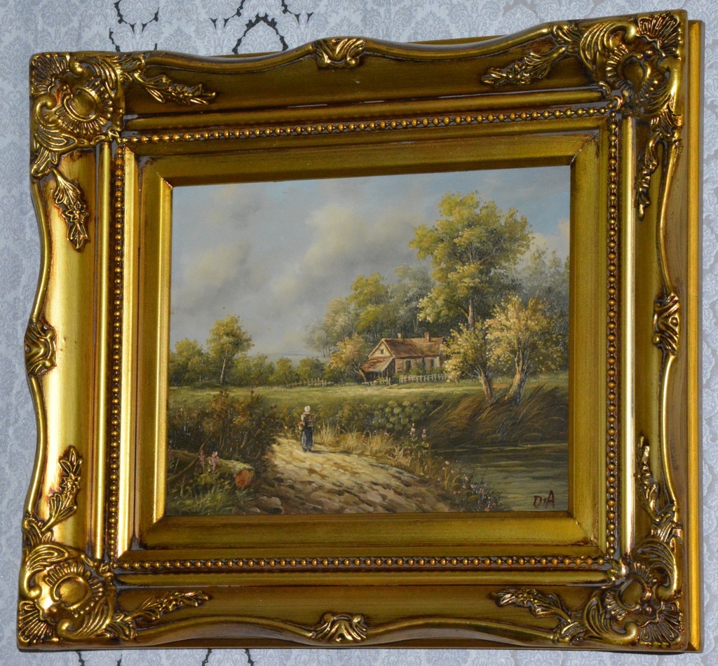 Zámecký obraz - Romantika - olej na desce