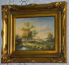 Zámecký obraz - Romantika - olej na desce