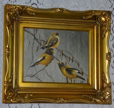 Zámecký obraz - Ptáčci - olej na desce
