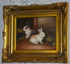 Zámecký obraz - Králíci - olej na desce