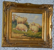 Zámecký obraz - Ovce - olej na desce