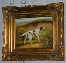 Zámecký obraz - Lovecký pes - olej na desce