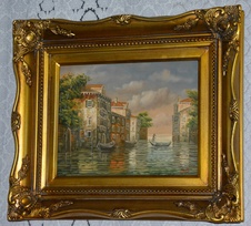 Zámecký obraz - Benátky - olej na desce