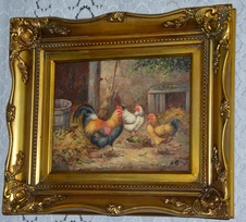 Zámecký obraz - Na dvorku - olej na desce