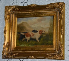 Zámecký obraz - Pejsci - olej na desce