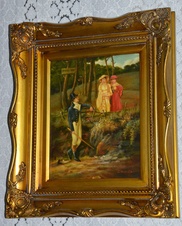 Zámecký obraz - Námluvy - olej na desce