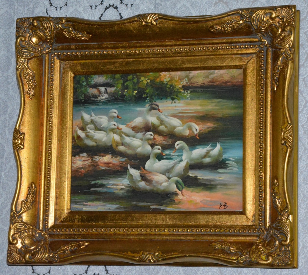 Zámecký obraz - Kačeny - olej na desce