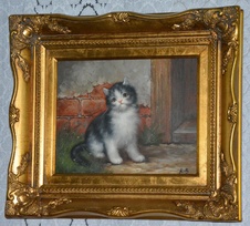 Zámecký obraz - Kotě - olej na desce