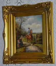 Zámecký obraz - Na koni - olej na desce