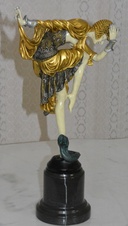 Bronzová socha - Tanečnice - art deco - na mramoru