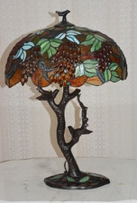 Tiffany lampa - strom s ptáčky - UNIKÁT