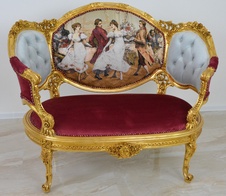 Zámecké řezbované sofa - čalouněné - Gobelín