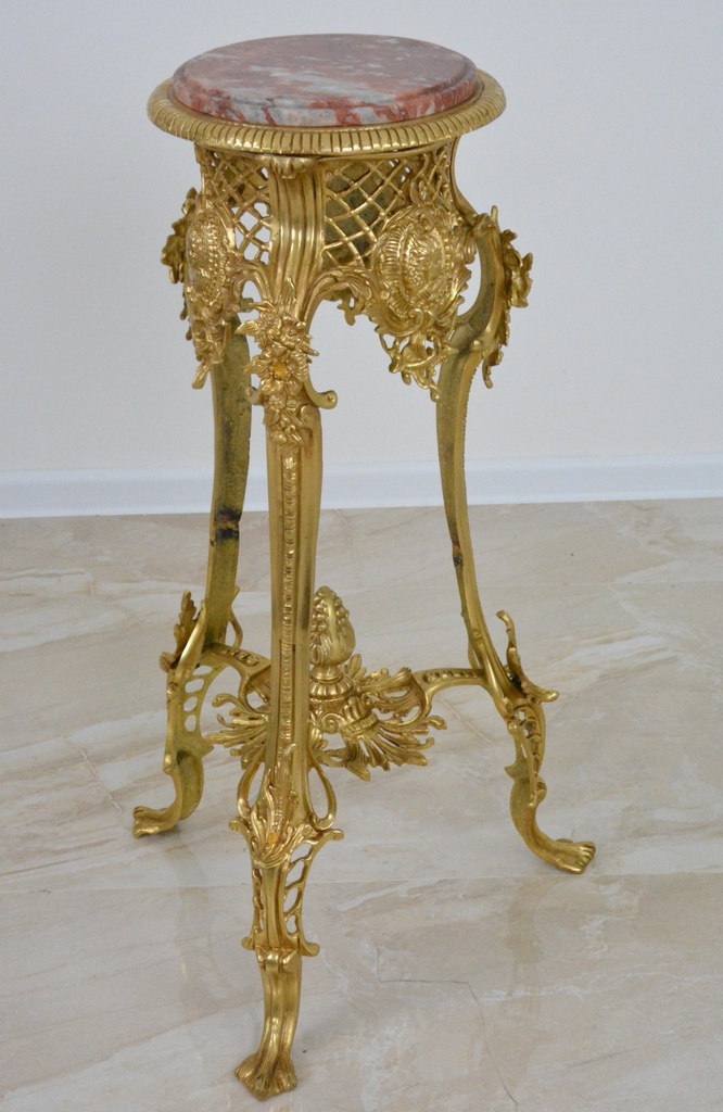 Zámecký bronzový stoleček - konzola s mramorem