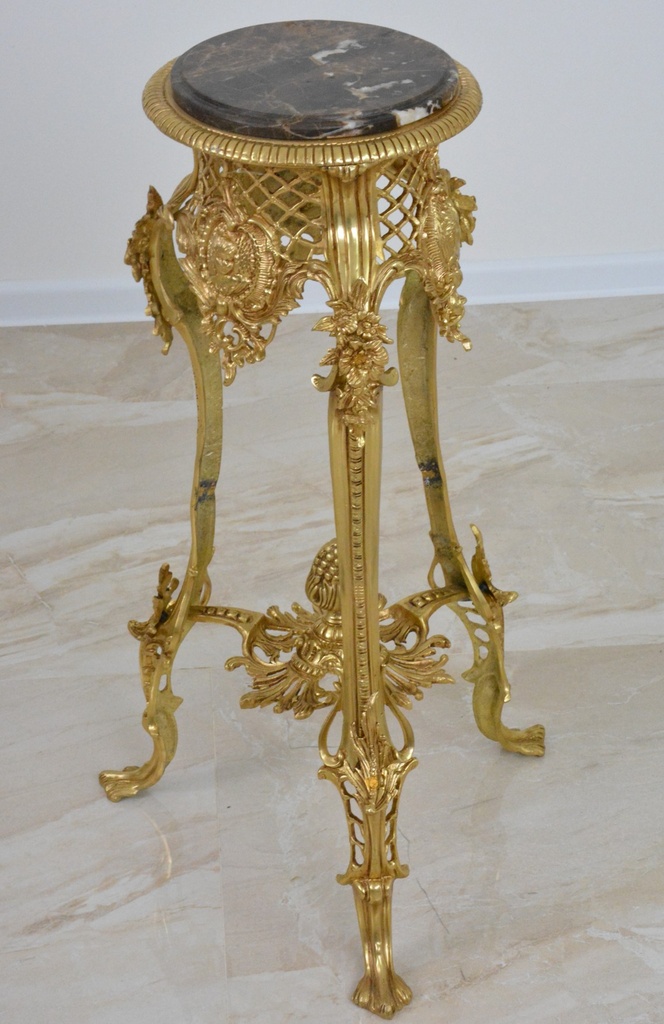 Zámecký bronzový stoleček - konzola s mramorem