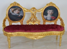 Zámecké řezbované sofa - čalouněné
