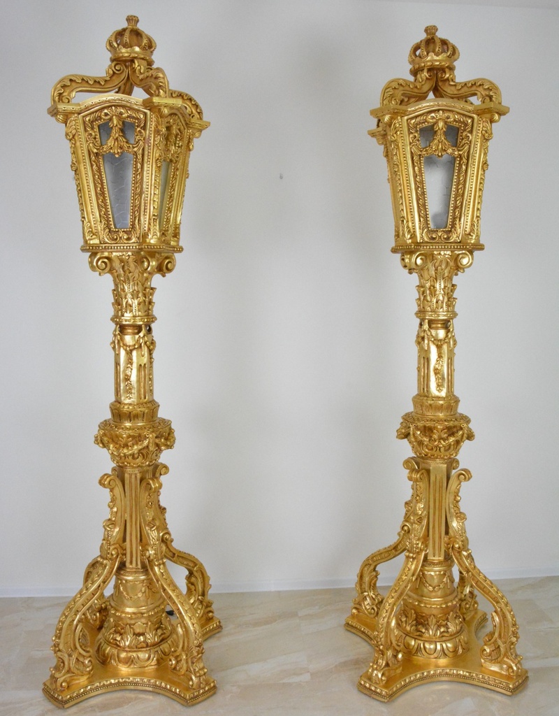 Zámecké dřevěné lampy - UNIKÁT - 260 cm - pár