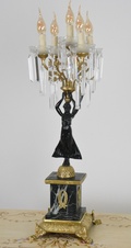 Zámecká stolní lampa - mramor-bronz-broušené sklo