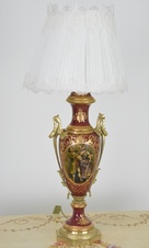 Zámecká stolní lampa se stínidlem - porcelán+bronz