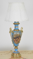 Zámecká stolní lampa se stínidlem - porcelán+bronz