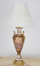Zámecká stolní lampa se stínidlem - porcelán+bronz