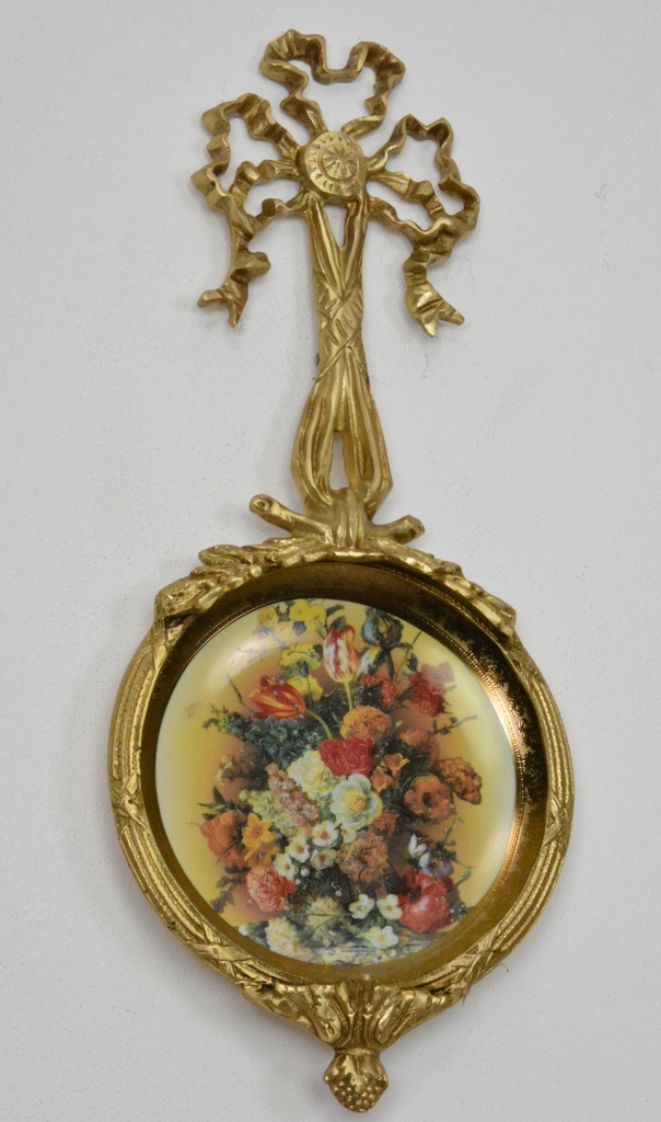 Zámecký medailon s květinami - porcelán + bronz