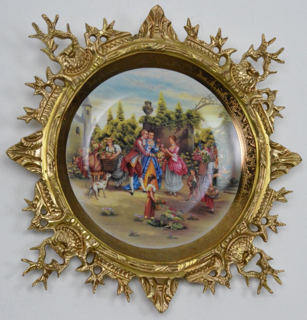 Zámecký medailon - porcelán + bronz