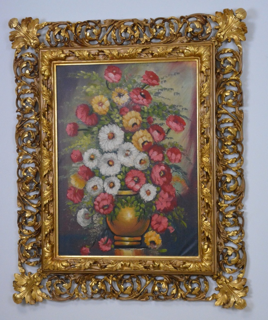 Zámecký obraz - Zátiší - olej na desce