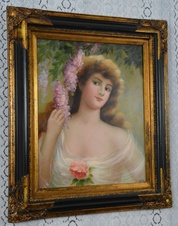 Zámecký obraz - Dáma - portrét - olej na plátně