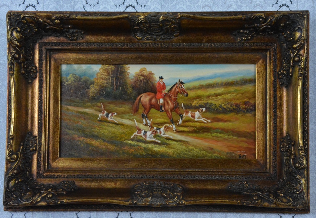 Zámecký obraz - Hon - olej na desce