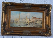 Zámecký obraz - Benátky - olej na desce