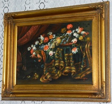 Zámecký obraz - Zátiší - olej na desce