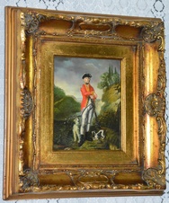 Zámecký obraz - Na lovu - olej na desce