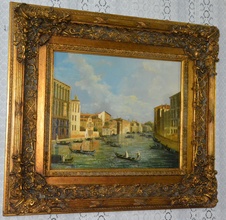 Zámecký obraz - Benátky - olej na plátně