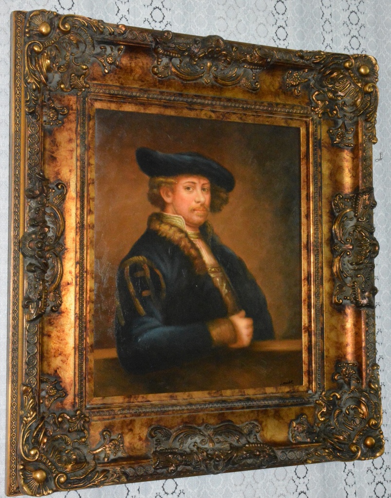 Zámecký obraz - Rembrandt - portrét-olej na plátně