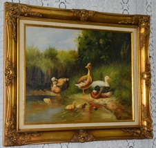 Zámecký obraz - Kachny - olej na desce