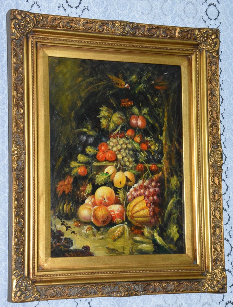 Zámecký obraz - Zátiší - olej na desce