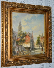 Zámecký obraz - Město - olej na plátně