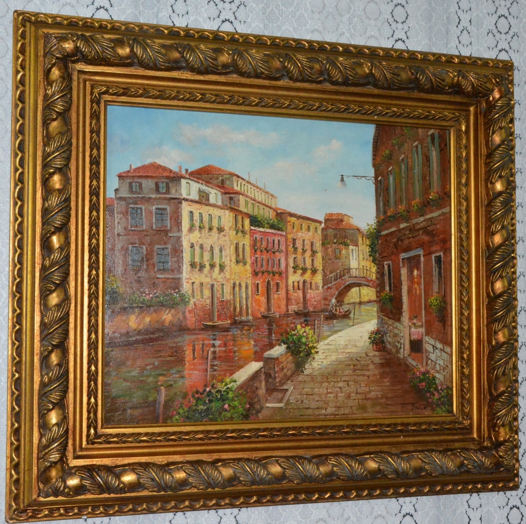 Zámecký obraz - Imprese - město - olej na plátně