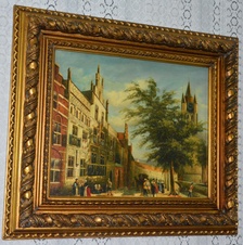 Zámecký obraz - Město - olej na plátně