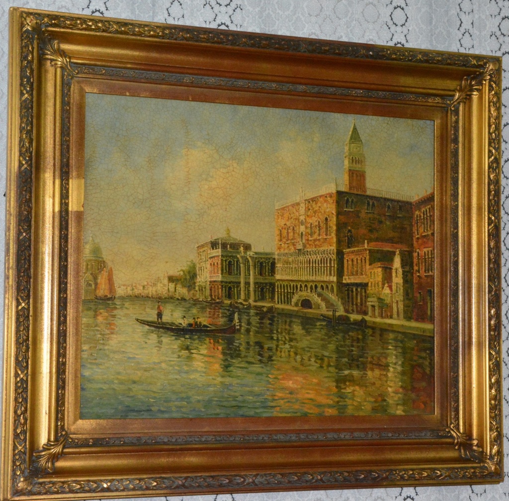 Zámecký obraz - Benátky - olej na plátně