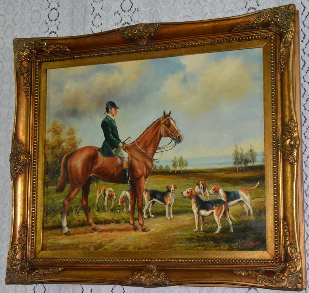 Zámecký obraz - Hon - olej na plátně