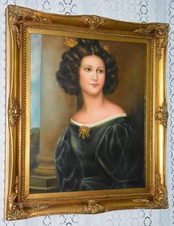 Zámecký obraz - Dáma - olej na plátně