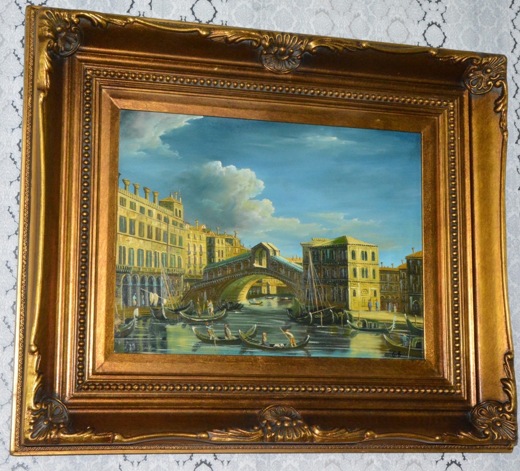 Zámecký obraz - Benátky - olej na desce