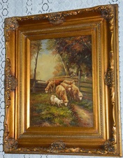 Zámecký obraz - Ovečky - olej na desce