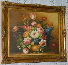 Zámecký obraz - Zátiší - olej na plátně