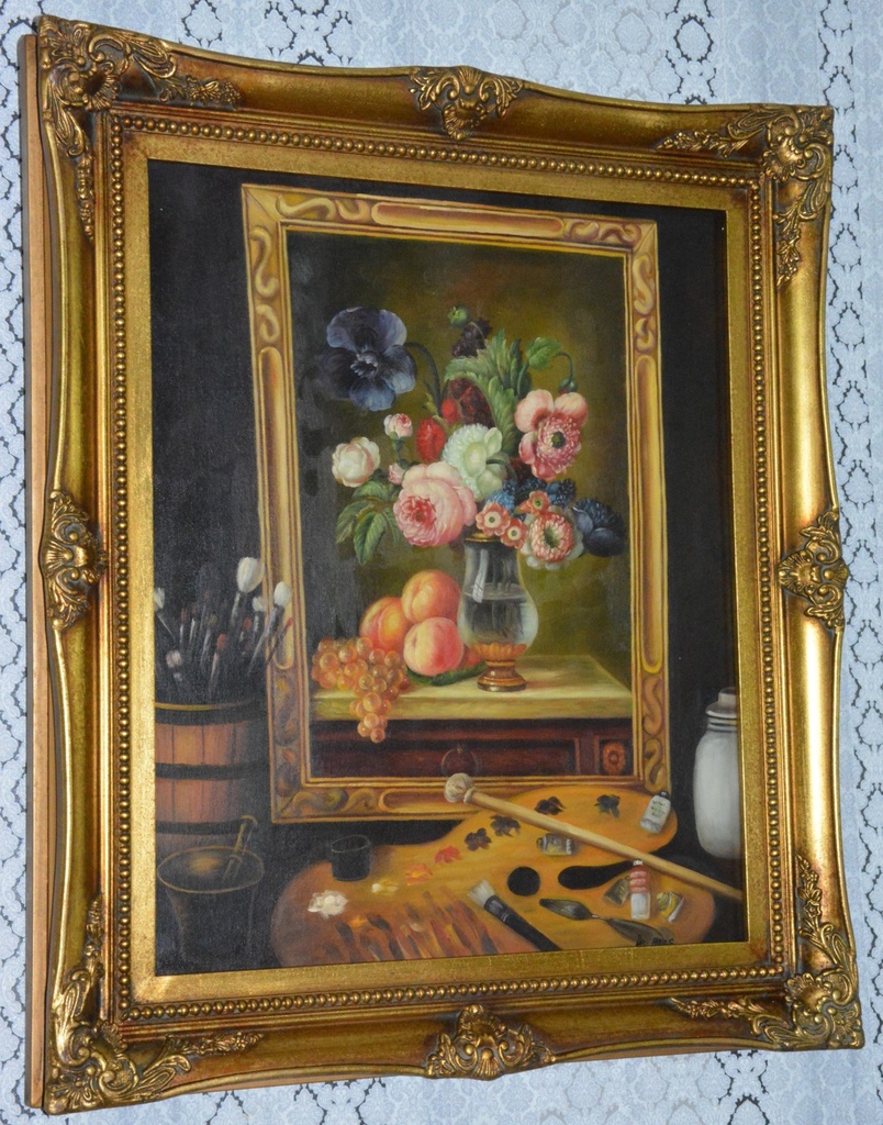 Zámecký obraz - Zátiší - olej na plátně