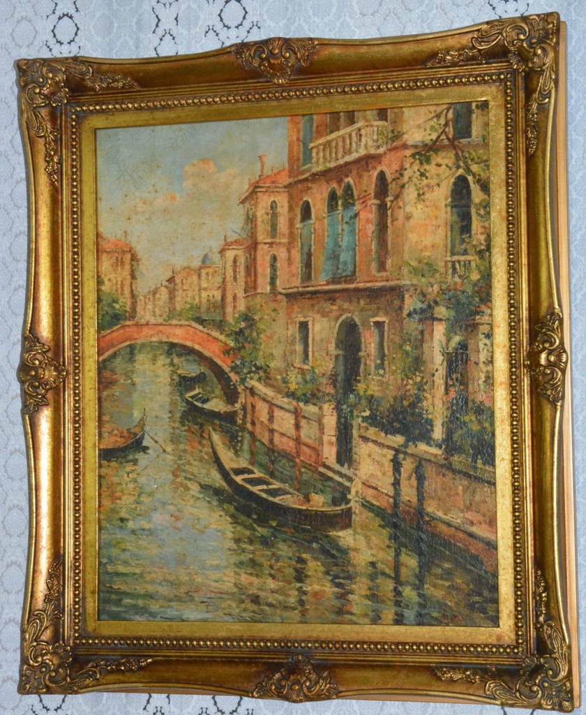 Zámecký obraz - Benátky - olej na plátně